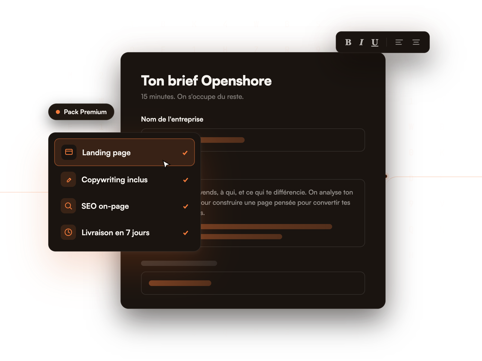 Le brief Openshore : tu remplis le formulaire en 15 minutes