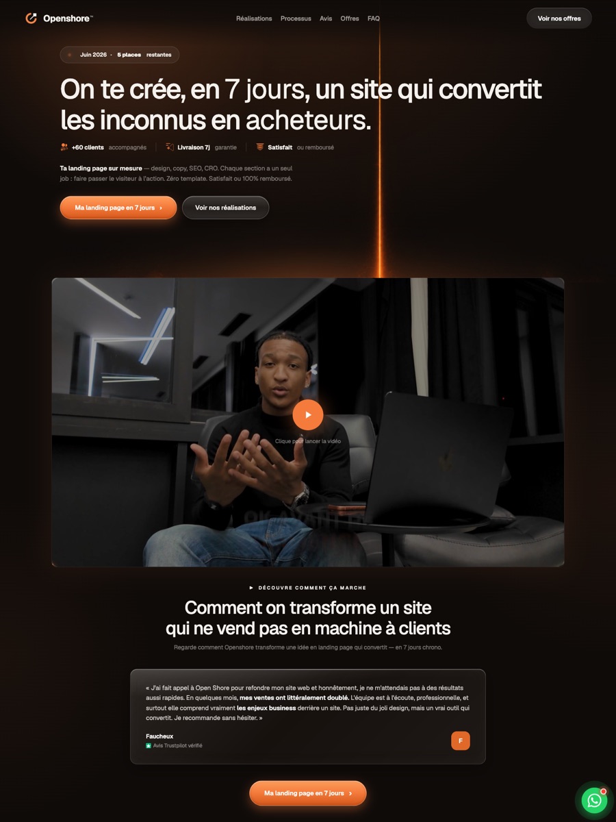 Openshore — landing page